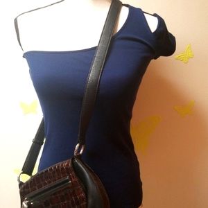 Splendid one shoulder navy modal cotton top small New